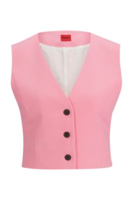Hugo Regular-fit Cropped Waistcoat In Stretch Fabric In Light Pink