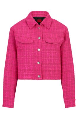 Shop Hugo Relaxed-fit Jacket In Boucl Fabric With Polished Trims In Patterned