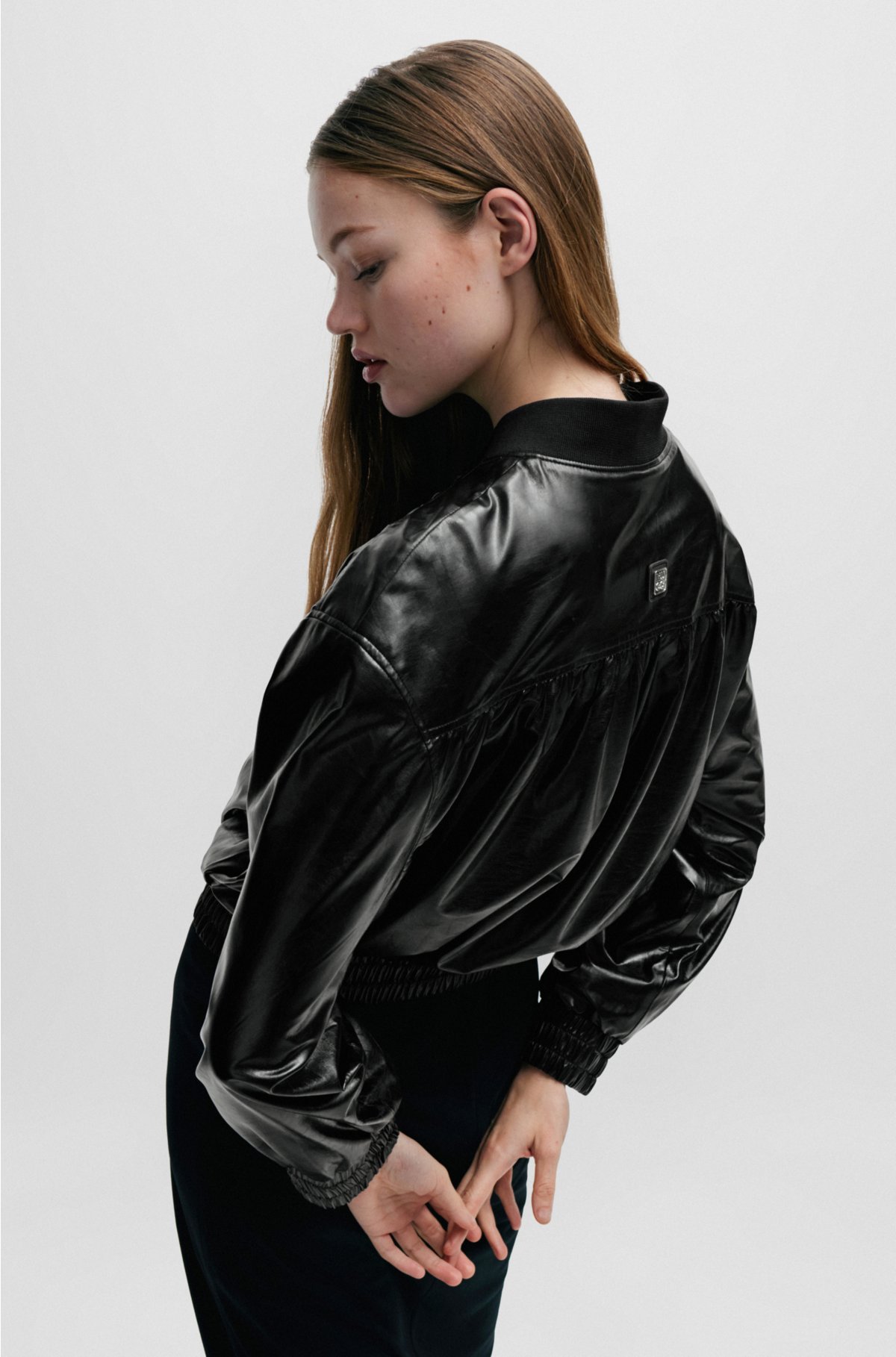 HUGO - Relaxed-fit bomber jacket in faux leather