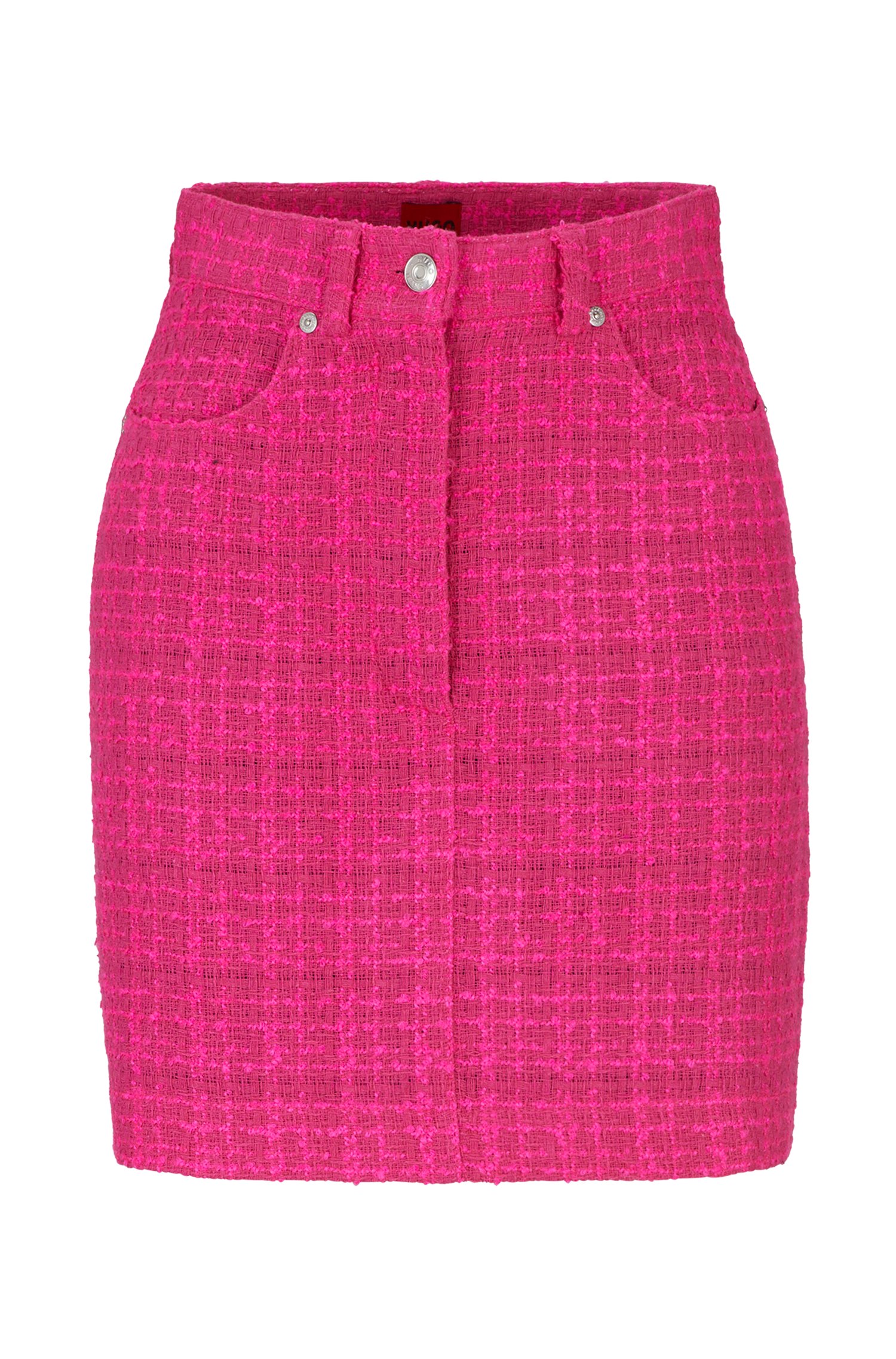 Minifalda con detalles metálicos en tejido bouclé