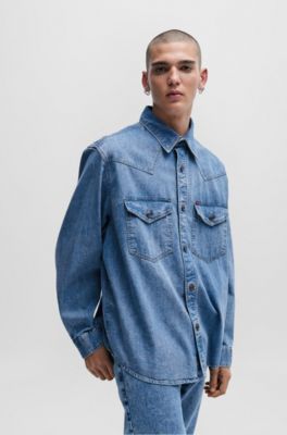 mens denim shirt fitted