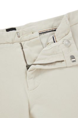 Chinos slim fit de tiro medio en algod&oacute;n el&aacute;stico, Blanco