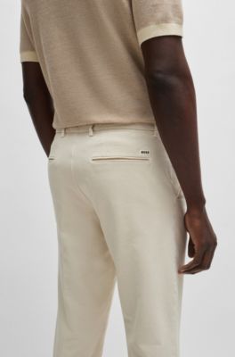 Chinos slim fit de tiro medio en algod&oacute;n el&aacute;stico, Blanco