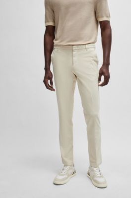 Chinos slim fit de tiro medio en algod&oacute;n el&aacute;stico, Blanco