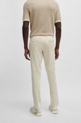Chinos slim fit de tiro medio en algod&oacute;n el&aacute;stico, Blanco
