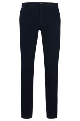 Chinos slim fit de tiro medio en algod&oacute;n el&aacute;stico, Azul oscuro
