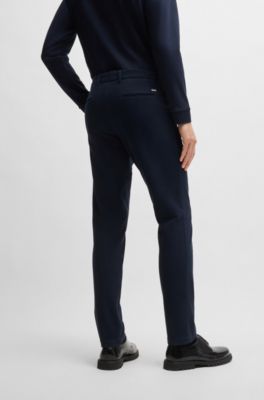Chinos slim fit de tiro medio en algod&oacute;n el&aacute;stico, Azul oscuro