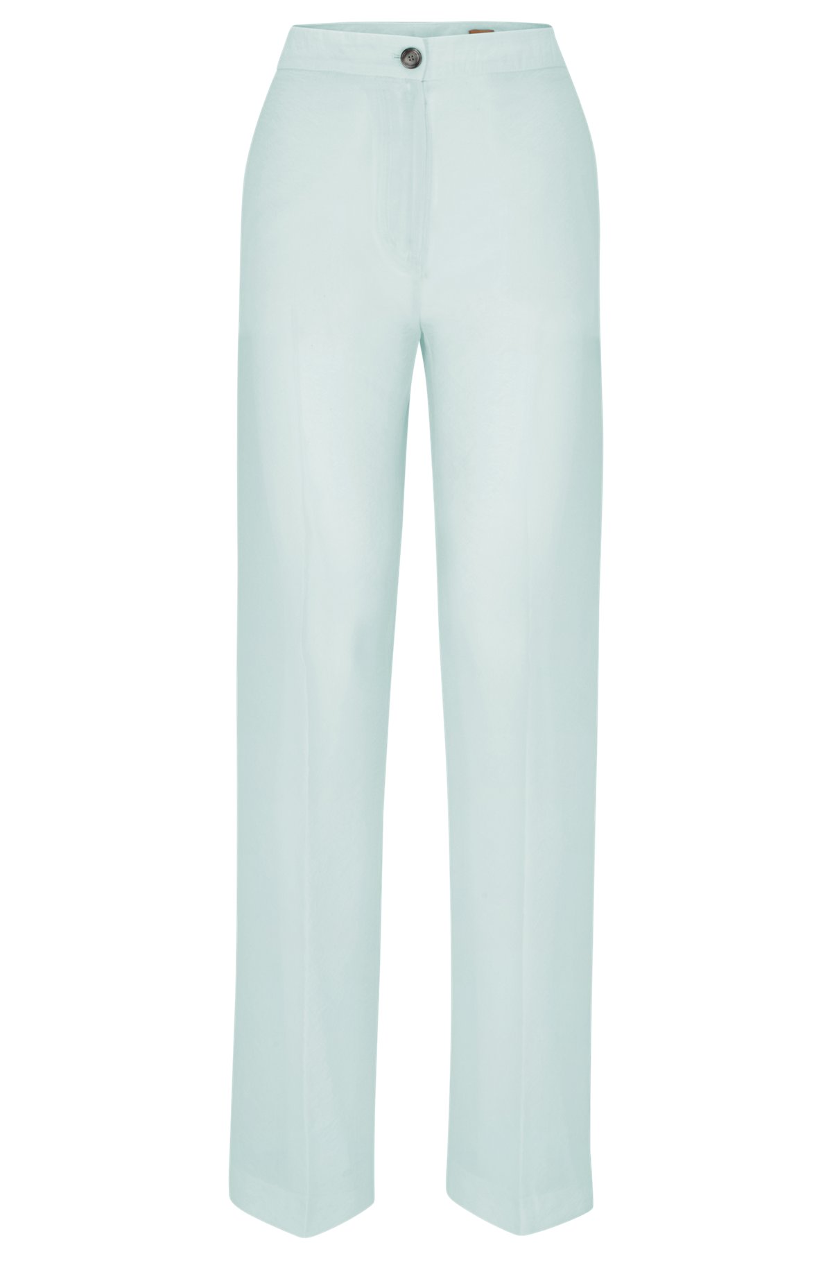Wide-leg relaxed-fit trousers in semi-sheer material, Light Green