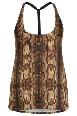 Shop Hugo Pajama Vest In Satin With Snake Print In Patterned