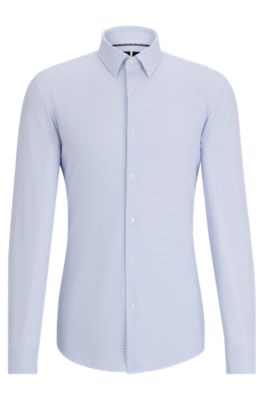 BOSS - Slim-fit shirt in printed performance-stretch fabric