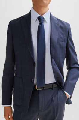 Slim-fit shirt in printed performance-stretch fabric, Light Blue