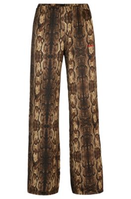 Hugo Pajama Bottoms In Satin With Snake Print In Patterned