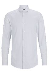 Camisa slim fit de algodón elástico Oxford estampado, Blanco