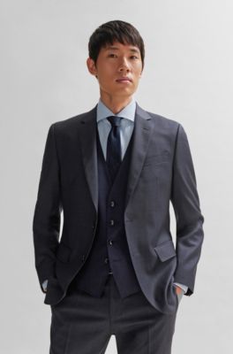 Camisa slim fit de algod&oacute;n el&aacute;stico Oxford estampado, Celeste