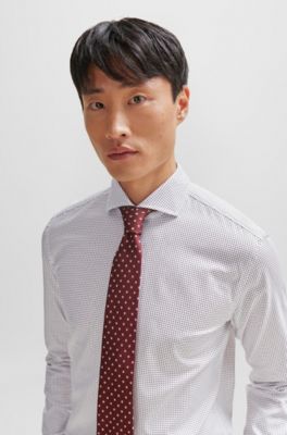 Chemise Slim Fit en coton Oxford stretch imprim&eacute;, Rouge sombre