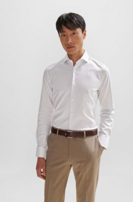 Chemise Slim Fit en coton Oxford stretch imprim&eacute;, Rouge sombre