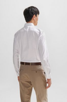 Chemise Slim Fit en coton Oxford stretch imprim&eacute;, Rouge sombre
