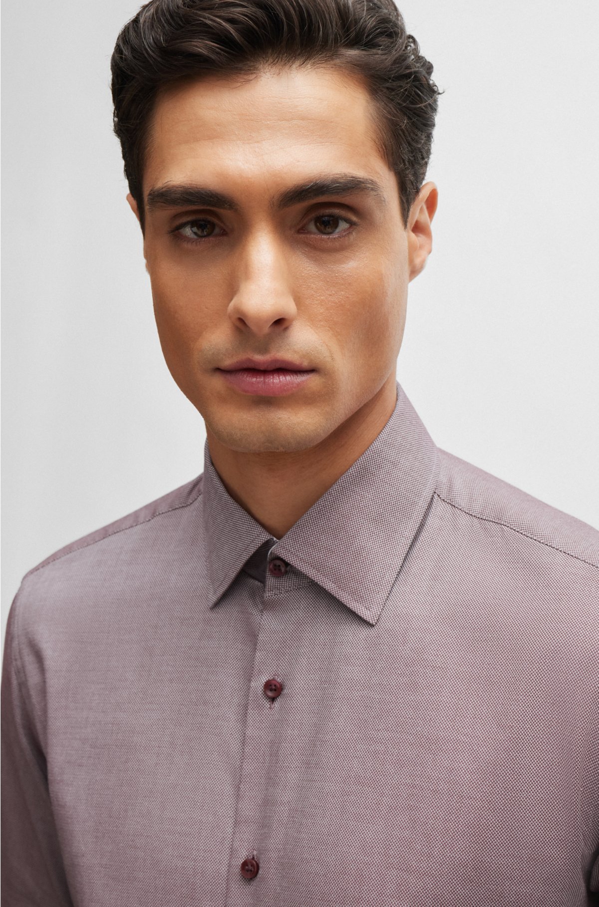 BOSS - Regular-fit shirt in easy-iron Oxford stretch cotton