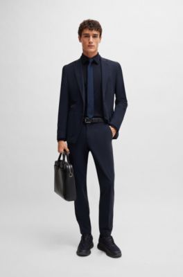 Camisa slim fit de tejido el&aacute;stico t&eacute;cnico, Negro