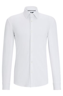 BOSS - Slim-fit shirt in performance-stretch fabric