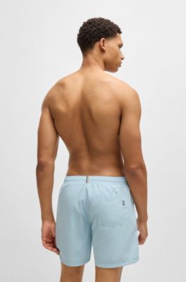 Fully lined swim shorts with logo print, Light Blue