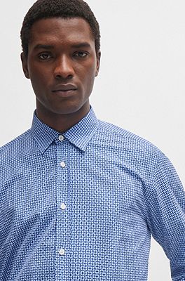 BOSS - Regular-fit shirt in printed performance-stretch fabric