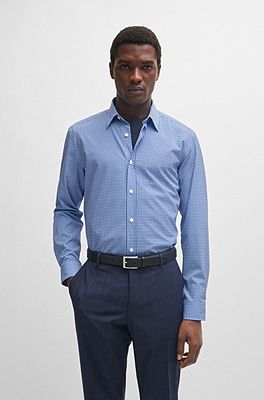 Regular-fit shirt in printed performance-stretch fabric