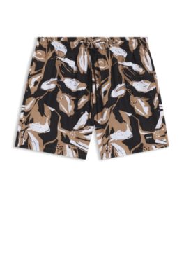 Swim trunks with allover print, Black
