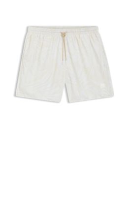Swim trunks with allover print, White
