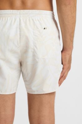 Short de bain en tissu &agrave; s&eacute;chage rapide avec imprim&eacute; int&eacute;gral, Blanc
