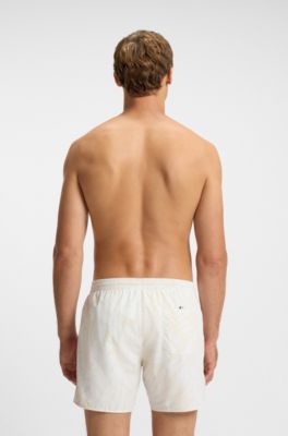 Swim trunks with allover print, White