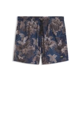 Short de bain avec imprim&eacute; int&eacute;gral, Marron