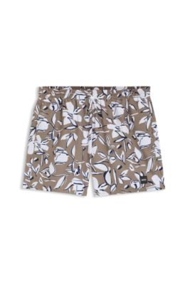 Ba&ntilde;ador tipo shorts estampado, Marr&oacute;n claro