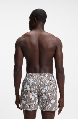 Ba&ntilde;ador tipo shorts estampado, Marr&oacute;n claro