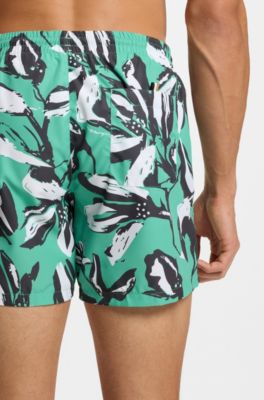 Short de bain avec imprim&eacute; int&eacute;gral, Vert