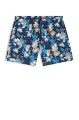 Swim trunks with allover print, Light Blue