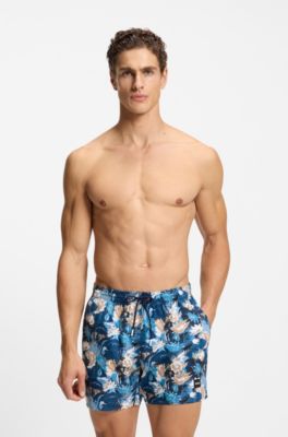 Short de bain en tissu &agrave; s&eacute;chage rapide avec imprim&eacute; int&eacute;gral, bleu clair