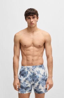 Swim trunks with allover print, Light Blue