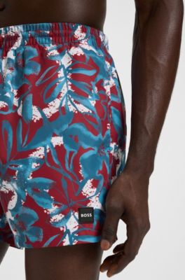 Swim trunks with allover print, Red