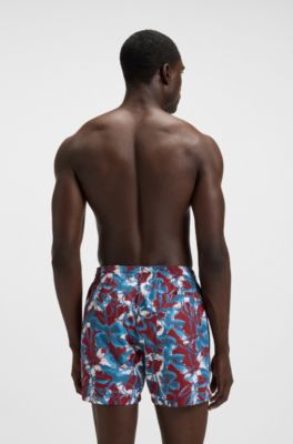 Swim trunks with allover print, Red