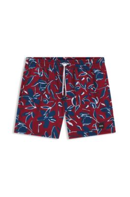 Ba&ntilde;ador tipo shorts estampado, Rojo