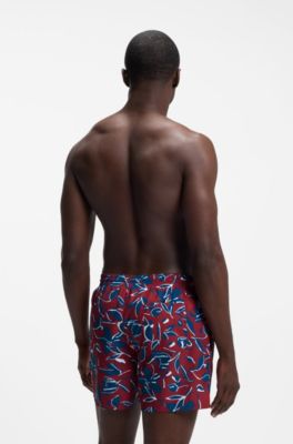Ba&ntilde;ador tipo shorts estampado, Rojo