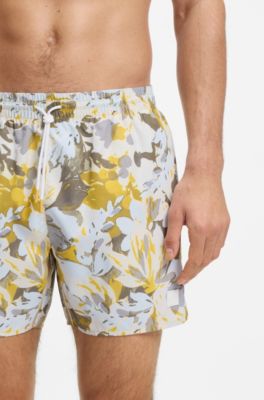 Printed swim shorts, Yellow