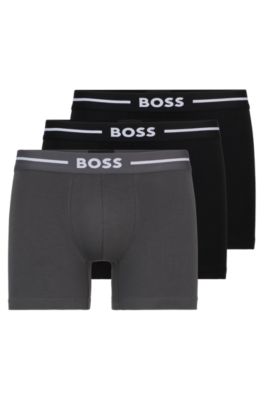 Shop Hugo Boss Three-pack Of Boxer Briefs In Stretch Cotton In Patterned
