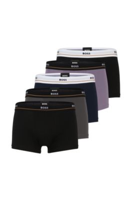 Hugo Boss Five-pack Of Stretch-cotton Trunks With Logo Waistbands In Patterned