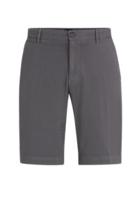 Slim-fit shorts in stretch-cotton gabardine, Dark Grey