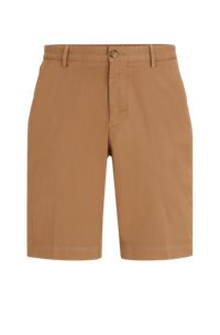 Slim-fit shorts in stretch-cotton gabardine, Beige