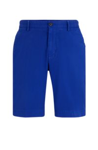 Slim-fit shorts in stretch-cotton gabardine, Turquoise