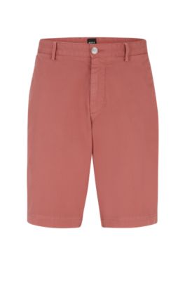 Hugo Boss Slim-fit Shorts In Stretch-cotton Gabardine In Light Pink