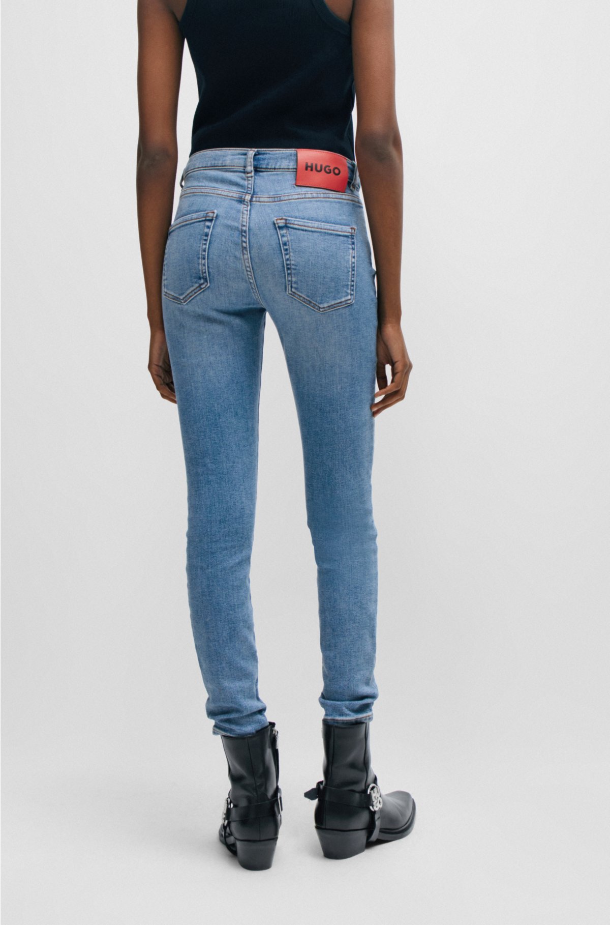 HUGO Skinny-fit blue denim in stretch jeans -
